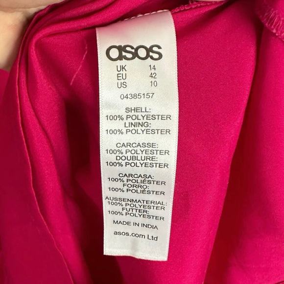 ASOS Pleated Wrap Midi Short Sleeve Dress Tie Waist in Cranberry - Picture 7 of 7